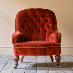 19th Century Red Velvet Iron Back Armchair