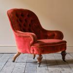 19th Century Red Velvet Iron Back Armchair