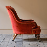 19th Century Red Velvet Iron Back Armchair