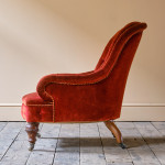 19th Century Red Velvet Iron Back Armchair