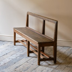 19th Century Pine Chapel Bench in Simulated Oak Paint