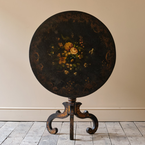 Mid 19th Century Jappaned Tilt Top Table