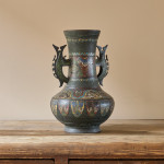 Antique Eastern Champleve Enamel and bronze Vase