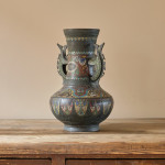 Antique Eastern Champleve Enamel and bronze Vase