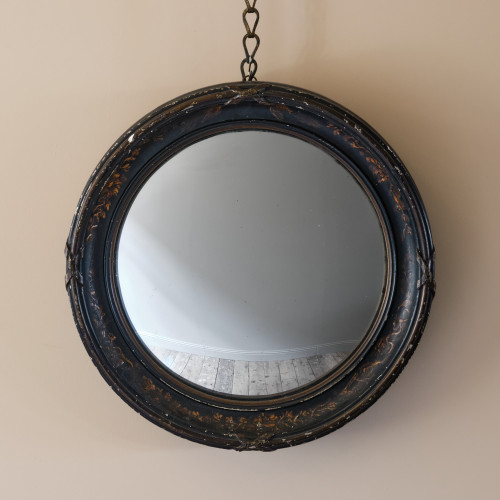Small Early 19th century Japanned Convex Mirror