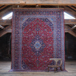 Large Hand Knotted Kashan Area Rug