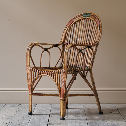 Cane and rattan armchair