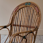 Cane and rattan armchair