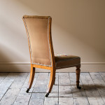 19th century birds eye maple side chair in tapestry fabric