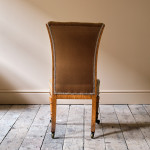 19th century birds eye maple side chair in tapestry fabric