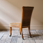 19th century birds eye maple side chair in tapestry fabric