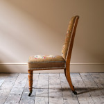 19th century birds eye maple side chair in tapestry fabric
