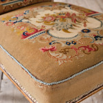 19th century birds eye maple side chair in tapestry fabric