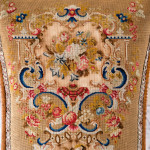 19th century birds eye maple side chair in tapestry fabric