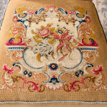 19th century birds eye maple side chair in tapestry fabric