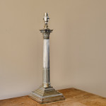 Antique Early 20th Century Silver Plate Corinthian Table Lamp
