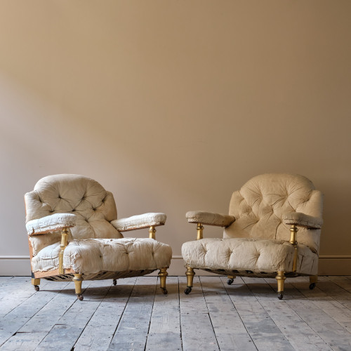 Pair of 19th Century Howard Style Open Armchairs