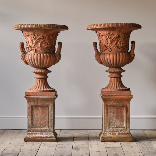 Pair of Terracotta Campana Vase Urns