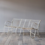 Antique Wrought Iron Strap Work Garden Bench