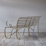 Antique Wrought Iron Strap Work Garden Bench