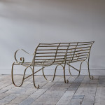 Antique Wrought Iron Strap Work Garden Bench