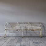 Antique Wrought Iron Strap Work Garden Bench