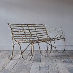 Antique Wrought Iron Strap Work Garden Bench