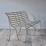 Antique Wrought Iron Strap Work Garden Bench