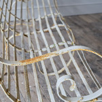 Antique Wrought Iron Strap Work Garden Bench