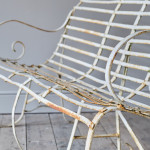 Antique Wrought Iron Strap Work Garden Bench