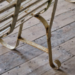 Antique Wrought Iron Strap Work Garden Bench