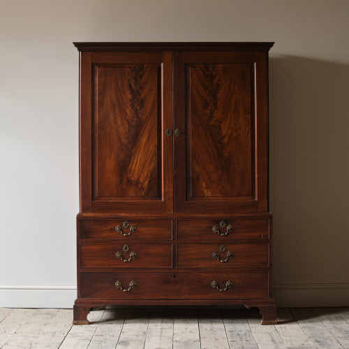 George III Mahogany Linen Press