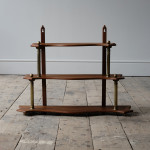 Small antique Mahogany and Brass Wall Hanging Shelves