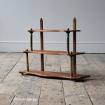 Small antique Mahogany and Brass Wall Hanging Shelves