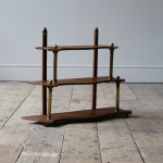 Small antique Mahogany and Brass Wall Hanging Shelves