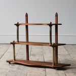 Small antique Mahogany and Brass Wall Hanging Shelves