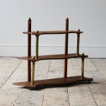 Small antique Mahogany and Brass Wall Hanging Shelves