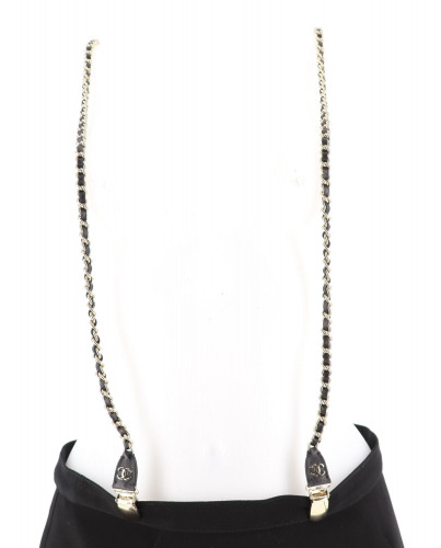 Chanel Suspenders Black Leather ref.29505 - Joli Closet