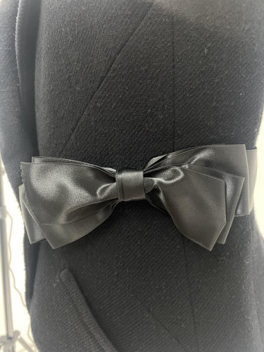 Chanel Black One botton Jacket with Satin Bow