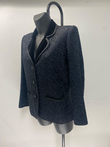 Yves Saint Laurent Black Lambskin Blazer with Velvet Details
