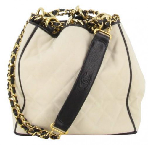 1988 Chanel Ecru Drawstring Shoulder Bag