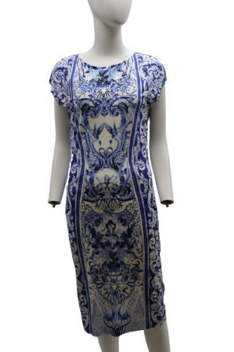 Roberto Cavalli Blue And Withe Dress