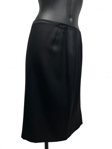 Chanel Black Satin Skirt