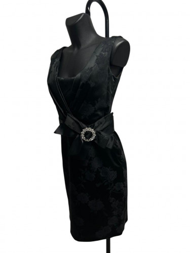 Dolce & Gabbana Black Flower Dress with Crystals