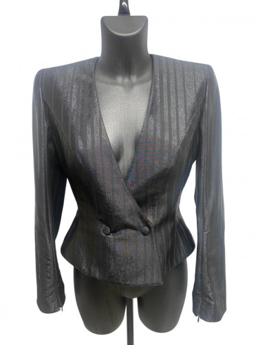 Mugler Two Buttons Striped Jacket