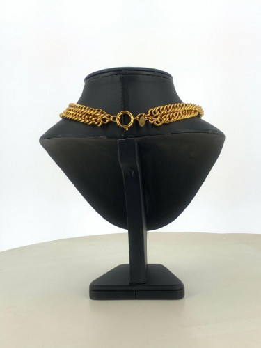 Chanel Quilted Cut Out Logo Double Chain Necklace
