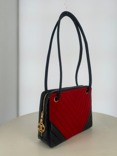 Chanel 1992-1993 Chevron Jersey Camera Bag