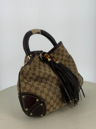 Gucci Canvas Bamboo Indy Hobo