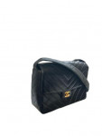 CHANEL BAG ( 1996/1997)  COCO MARK CHEVRON V BLACK STITCH