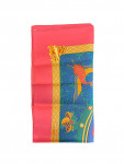 Hermès silk scarf in blue and pink with patterns
